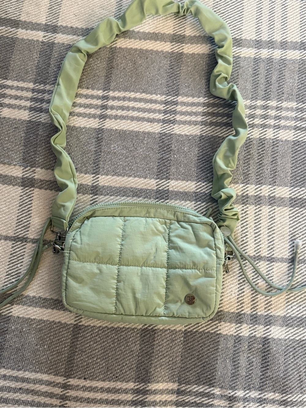 Quilted Mint Crossbody Bag with Scrunch Strap